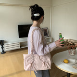 Weiyinxing Women's Bags In Spring And Summer, One-Shoulder Bow Decorated Nylon Bags, Large-Capacity Leisure Tote Bags, Handbags