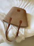 Weiyinxing Wind Chio2nd Straw Hat Manor Tote Bag Female Summer Seaside Woven Bag Grass Woven Large Capacity Shoulder Bag