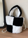 Weiyinxing New Cute Imitation Rex Rabbit Hair Rabbit Handbag Chain Plush Handbag Bucket Bag For Women