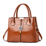 Weiyinxing [Women's Bag] Bright Leather Handbag 2024 New Stone Grain Women's Bag Large Capacity Single Shoulder Cross-Body Bag