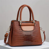 Weiyinxing Chen Female Bag] Bright Leather Stone Grain Bucket Bag 2024 New Handbag Large Capacity Women's Shoulder Bag