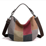Weiyinxing Vintage Stitching Handbag 2024 Fashion One Shoulder Cross-Shoulder Bag Bag Lady Large Capacity Canvas Contrast Color Women's Bag