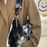 Weiyinxing Individual Wool Bag 2024 New Ink Retro One-Shoulder Oblique Straddle Bag Underarm Bag Large-Capacity Handbag Woman
