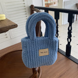 Weiyinxing Korean Version Autumn And Winter One-Shoulder Plush Handbag Simple Pure Color Square Bag Mobile Phone Bag Women's Trend