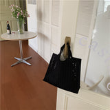 Weiyinxing Female Korean Version Spring And Summer Woven Bag Large Volume Tot Bag Shopping Bag Waffle Hand-Woven Hollowed-Out Handbag