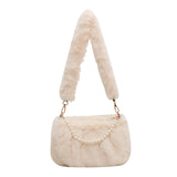 Weiyinxing New Winter Plush Leisure Bag Girls Sweet Pearl Handbag Girls Minority One-Shoulder Armpit Bag