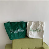 Weiyinxing Woman 2024 New Korean Version Simple Large-Capacity Letter Canvas Bag Handbag Retro Little Fresh Girl