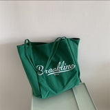 Weiyinxing Woman 2024 New Korean Version Simple Large-Capacity Letter Canvas Bag Handbag Retro Little Fresh Girl
