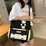 Weiyinxing Large Capacity Hand Carrying Book Bag Cram Bag Students Lovely High School Students Make Up A Lesson Handbag Junior High School Students Cross-Body Bag