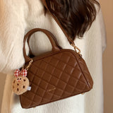 Weiyinxing Wind Chio2nd Boston Holiday Pillow Bag Autumn And Winter Vintage Diamond Handbag Bag Women's Single Shoulder Cross-Body Bag