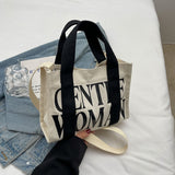 Weiyinxing Gentlewoman Letter Mini Portable Canvas Bag 2024 New Casual Versatile One-Shoulder Cross-Body Bag