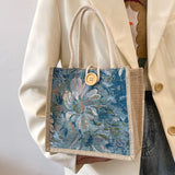 Weiyinxing Korean Version Handbag Bag Female Fashion Linen Carry Rice Bag New Ins Canvas Hand Carry Lunch Box Bag