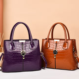 Weiyinxing [Women's Bag] Bright Leather Handbag 2024 New Stone Grain Women's Bag Large Capacity Single Shoulder Cross-Body Bag