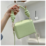 Weiyinxing Red Square Box Bag 2024 On The New Vertical Stripe Embroidery Line Small Wind Handbag Fashion Shoulder Bag