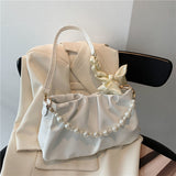 Weiyinxing Sense Pearl Pleated Cloud Armpit Bag Niche Bag Female 2024 New Summer Versatile One-Shoulder Handbag