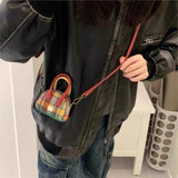 Weiyinxing Red Book With Cute Mini Headphone Bag 2024 New Christmas Plaid Handbag Small Change Lipstick Bag