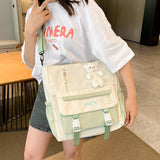 Weiyinxing Large Capacity Hand Carrying Book Bag Cram Bag Students Lovely High School Students Make Up A Lesson Handbag Junior High School Students Cross-Body Bag