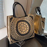 Weiyinxing Capacity Flax One Shoulder Tote Bag Female New National Style Fashion Mommy Bag College Students Class Handbag