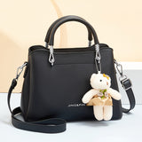 Weiyinxing Handbag Women 2024 New Casual Women's Shoulder Bag Large Capacity Soft Leather Multi-Layer Bear Pendant Women's Bag