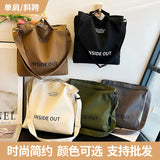 Weiyinxing Korean Version Of Ins Literary Canvas Retro Satchel Male And Female Handbag Commuter Bag Student Shoulder Bag