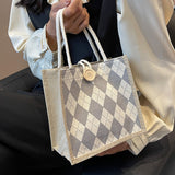 Weiyinxing Box Bento Bag 2024 Canvas Bag Women's Single Shoulder Handbag Ins Ling Case College Students Class Bag Tide