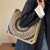 Weiyinxing Capacity Flax One Shoulder Tote Bag Female New National Style Fashion Mommy Bag College Students Class Handbag