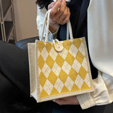 Weiyinxing Box Bento Bag 2024 Canvas Bag Women's Single Shoulder Handbag Ins Ling Case College Students Class Bag Tide