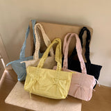 Weiyinxing Women's Bags In Spring And Summer, One-Shoulder Bow Decorated Nylon Bags, Large-Capacity Leisure Tote Bags, Handbags