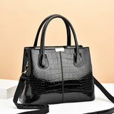 Weiyinxing [Recommended] Bright Leather Handbag 2024 New Stone Grain Simple Women's Bag Large Capacity Single Shoulder Cross-Body Bag