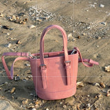 Weiyinxing Homemade Bag Women's 2024 New Spring Style Leisure Pink Handbill Shoulder Slung Bag Small Bucket Bag