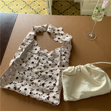 Weiyinxing Version Of Leisure One-Shoulder Bucket Lace Mother Bag Hook Flower Craft Temperament Large Capacity Handbag