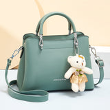 Weiyinxing Handbag Women 2024 New Casual Women's Shoulder Bag Large Capacity Soft Leather Multi-Layer Bear Pendant Women's Bag