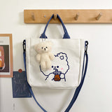 Weiyinxing Canvas Bag Lovely Cartoon One-Shoulder Bag For Students Leisure Slung Tutorial Bag Large-Capacity Handbag