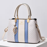 Weiyinxing Chen Female Bag] 2024 Spring / Summer New Fashion Handbag Middle-Aged Large Capacity Spell Color One-Shoulder Cross-Body Bag Tide