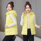 2024 Autumn Winter Down Cotton Vest Short Korean Version Slim Slim Vest Vest Outside The Vest