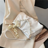 Weiyinxing Sense Pearl Pleated Cloud Armpit Bag Niche Bag Female 2024 New Summer Versatile One-Shoulder Handbag