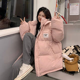 Weiyinxing Celebrity Bread Cotton Clothes Winter Dress 2024 New Hat Loose Warm Pink Cotton-Padded Jacket In The Long Padded Coat Female