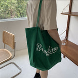 Weiyinxing Woman 2024 New Korean Version Simple Large-Capacity Letter Canvas Bag Handbag Retro Little Fresh Girl