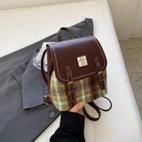 Weiyinxing And Winter Woolen Bag Female 2024 New Backpack Fashion Plaid Hand Bag College Students Popular Small Backpack