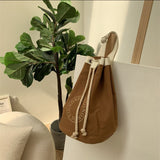 Weiyinxing Version One-Shoulder Slung Backpack Rope Simple Letter Printed Canvas Bag Large-Capacity Shopping Bag Student Bucket Bag