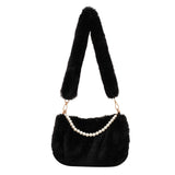 Weiyinxing New Winter Plush Leisure Bag Girls Sweet Pearl Handbag Girls Minority One-Shoulder Armpit Bag