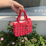 Weiyinxing Handbags For Women, Hand-Woven Buns, Mother Bags, Cute Pendant, Holiday Style, Leisure, Hand-Hollowed-Out Women's Bags.