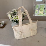 Weiyinxing Women's Bags In Spring And Summer, One-Shoulder Bow Decorated Nylon Bags, Large-Capacity Leisure Tote Bags, Handbags