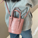 Weiyinxing Homemade Bag Women's 2024 New Spring Style Leisure Pink Handbill Shoulder Slung Bag Small Bucket Bag