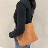 Weiyinxing New Korean Minority Fashion Commuter Bag Embroidered Velvet One-Shoulder Bag Bucket Bag Tote Handbag Leisure