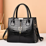 Weiyinxing [Women's Bag] Bright Leather Handbag 2024 New Stone Grain Women's Bag Large Capacity Single Shoulder Cross-Body Bag