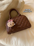 Weiyinxing Wind Chio2nd Boston Holiday Pillow Bag Autumn And Winter Vintage Diamond Handbag Bag Women's Single Shoulder Cross-Body Bag