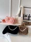 Weiyinxing New Winter Plush Leisure Bag Girls Sweet Pearl Handbag Girls Minority One-Shoulder Armpit Bag