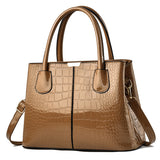 Weiyinxing [Recommended] Bright Leather Handbag 2024 New Stone Grain Simple Women's Bag Large Capacity Single Shoulder Cross-Body Bag