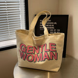 Weiyinxing Gentlewoman Large Letter Print Canvas Bag 2024 New Textured Casual Hand Single Shoulder Bag